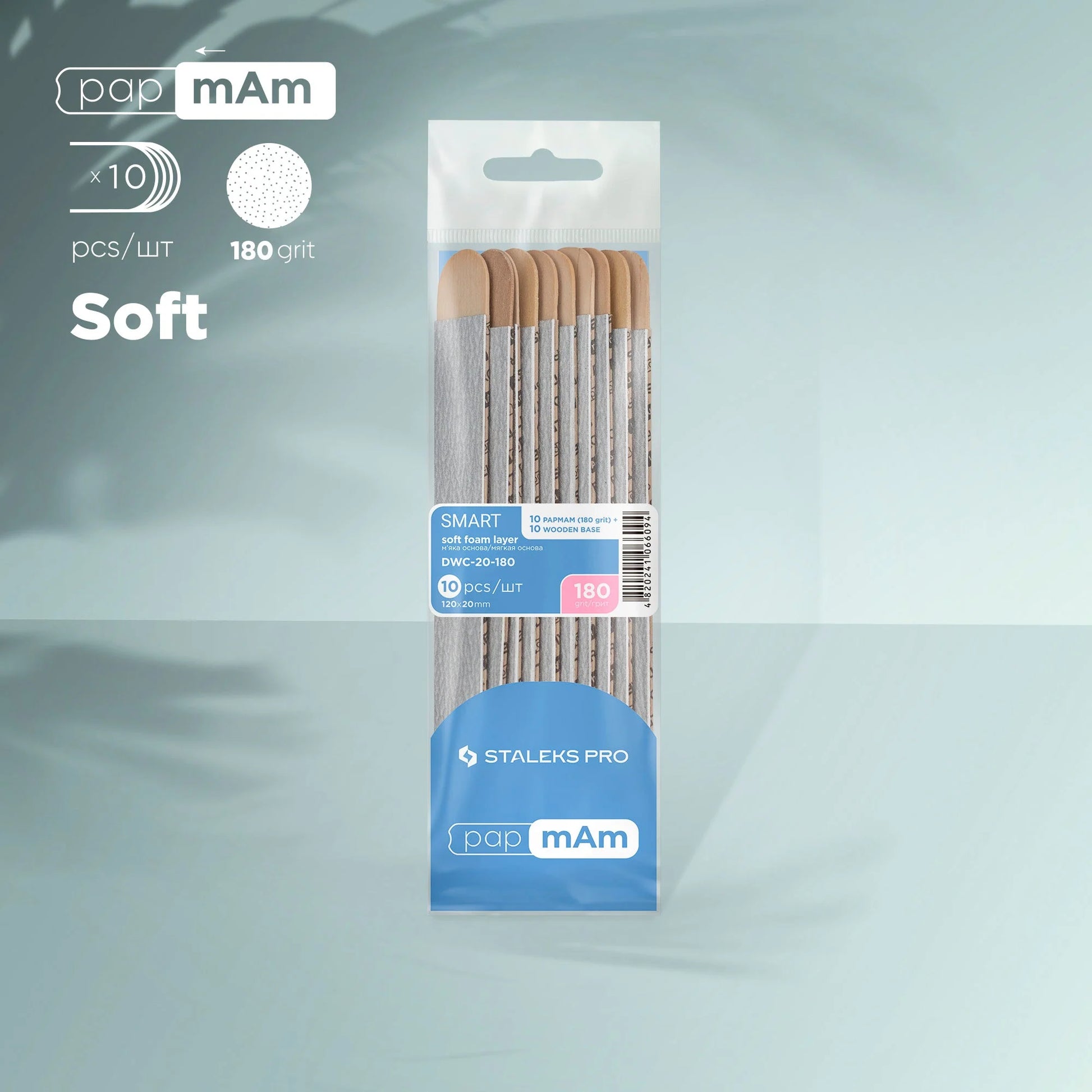 Staleks Disposable Files Papmam on Soft Foam Layer and on a Wooden Base SMART 20 180 Grit (10 Pcs)