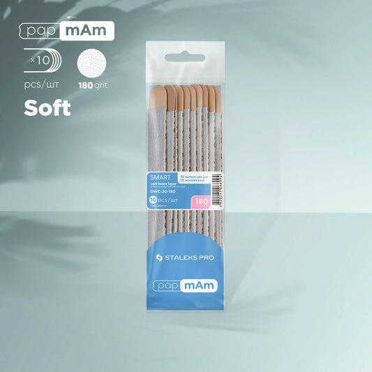Staleks Disposable Files Papmam on Soft Foam Layer and on a Wooden Base SMART 20 180 Grit (10 Pcs)