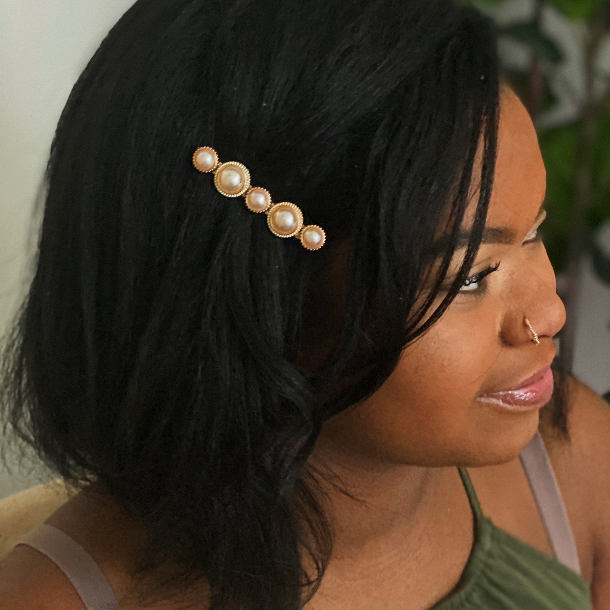 Marble Chain and Pearl Hair Clip Set